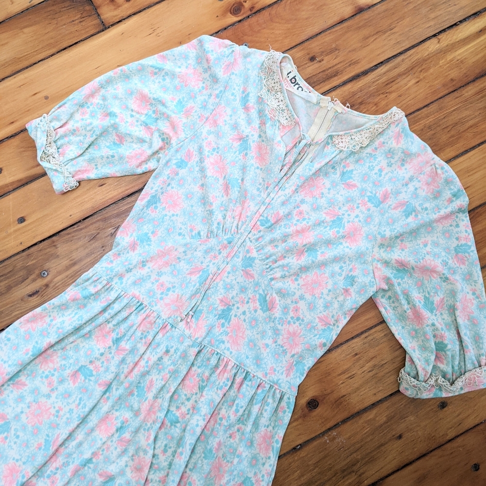 (5) vtg 1970s meet me in paris cottage core countryside dress